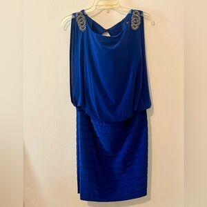 Xscape Royal Blue Embellished Mini Dress